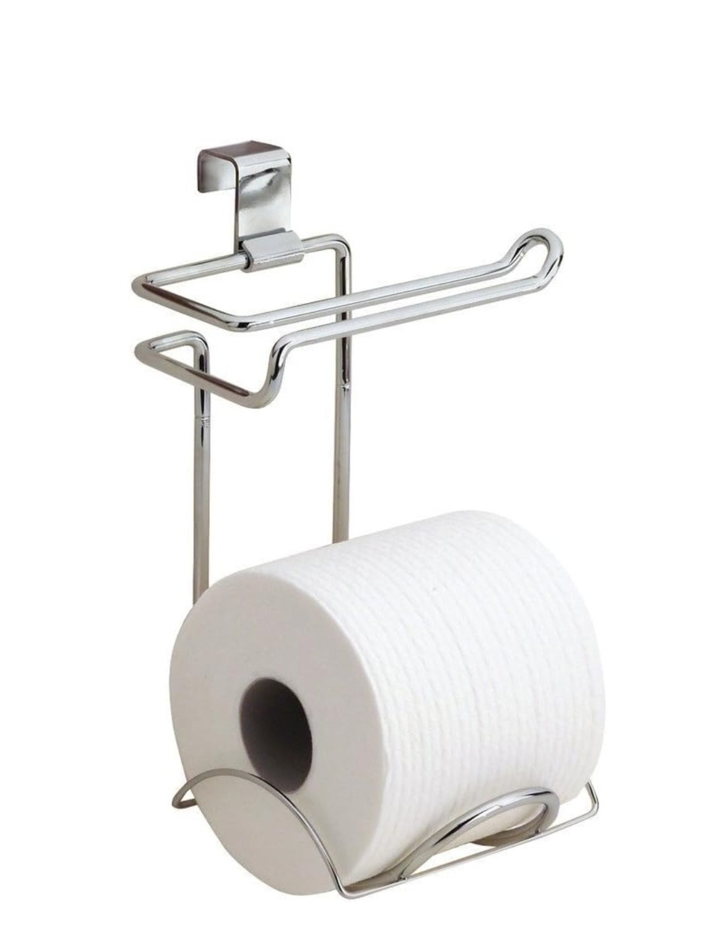 Chrome Over-the-Door Toilet Paper and Towel Rack - Silver